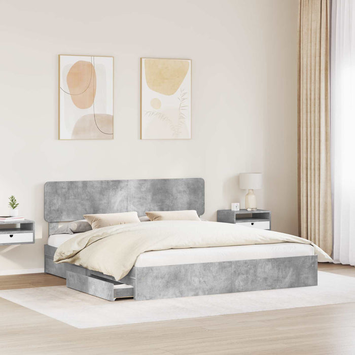Letto con Contenitore con testiera-Struttura Letto con contenitore Grigio cemento 200 x 200 cm 672711