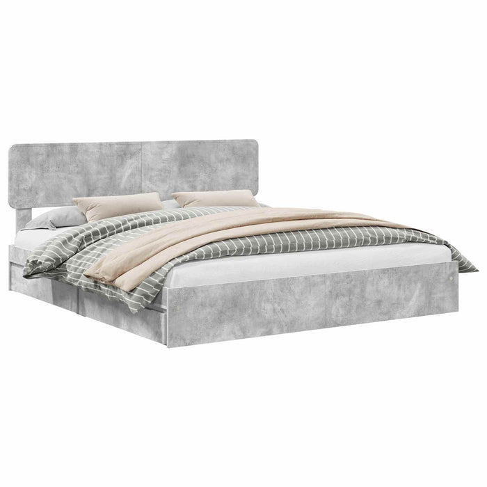 Letto con Contenitore con testiera-Struttura Letto con contenitore Grigio cemento 200 x 200 cm 672711