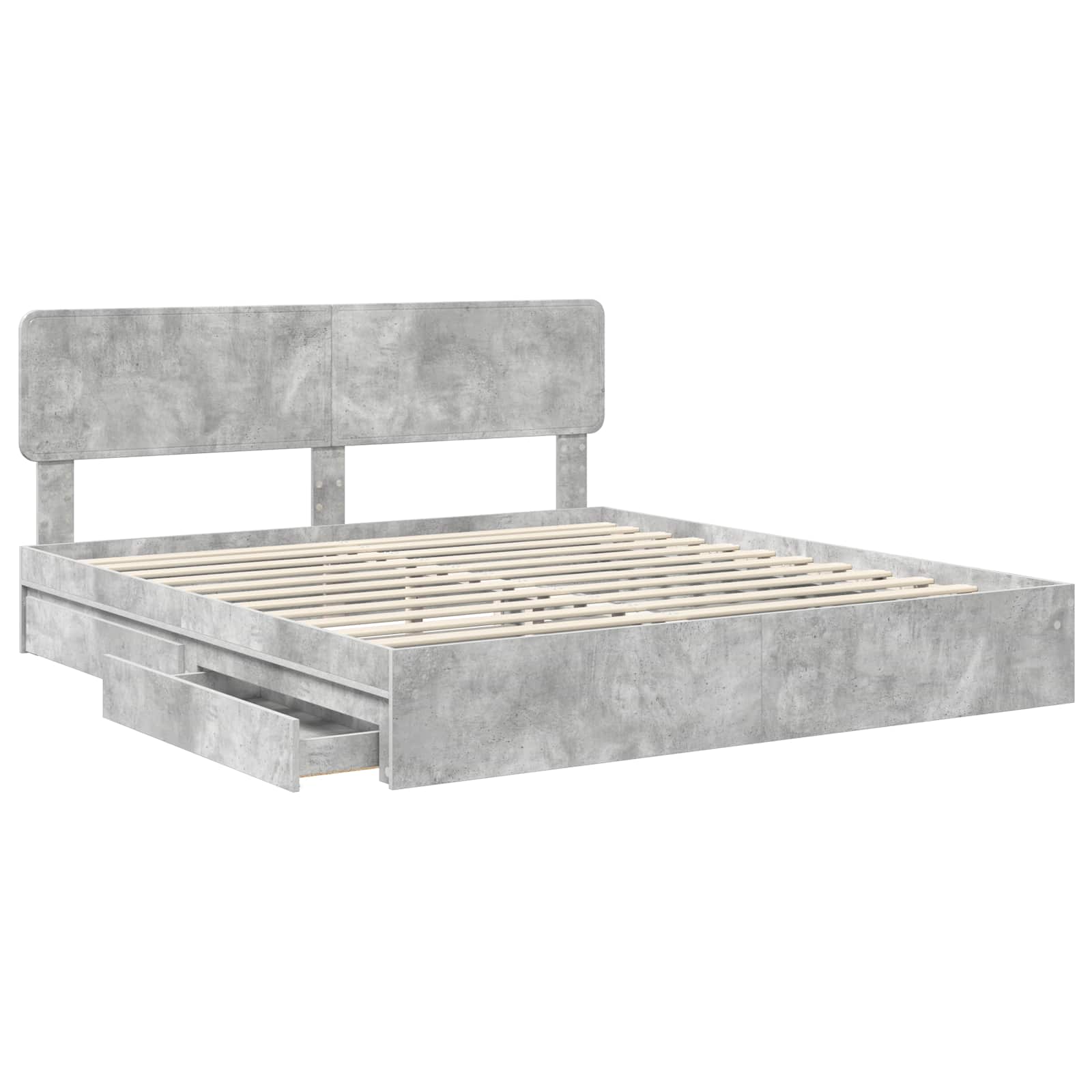 Letto con Contenitore con testiera-Struttura Letto con contenitore Grigio cemento 200 x 200 cm 672711