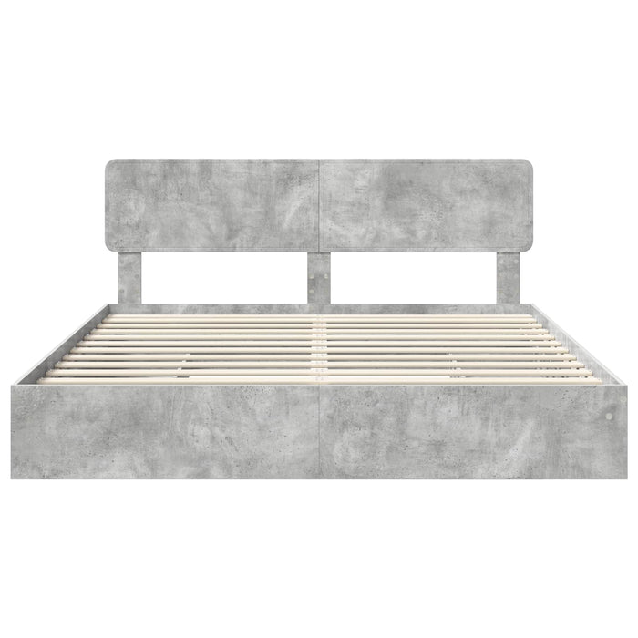 Letto con Contenitore con testiera-Struttura Letto con contenitore Grigio cemento 200 x 200 cm 672711