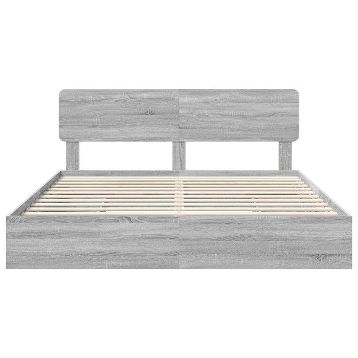 Letto con Contenitore con testiera-Struttura Letto con contenitore Grigio Sonoma 200 x 200 cm 361804