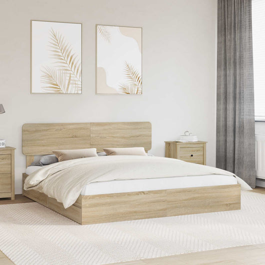 Letto con Contenitore con testiera-Struttura Letto con contenitore Rovere Sonoma 180 x 200 cm 811207
