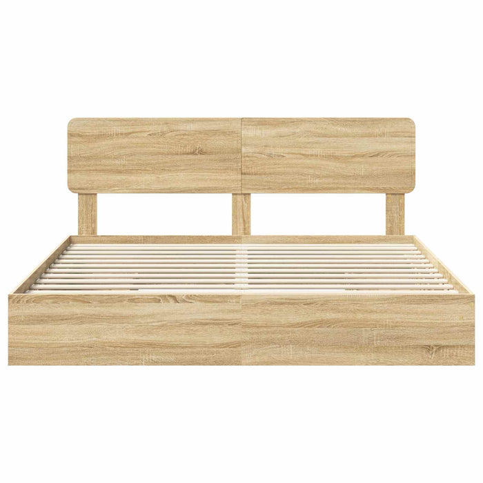 Letto con Contenitore con testiera-Struttura Letto con contenitore Rovere Sonoma 180 x 200 cm 811207