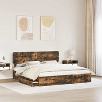 Letto con Contenitore con testiera-Struttura Letto con contenitore Rovere fum¨¦ 180 x 200 cm 141247