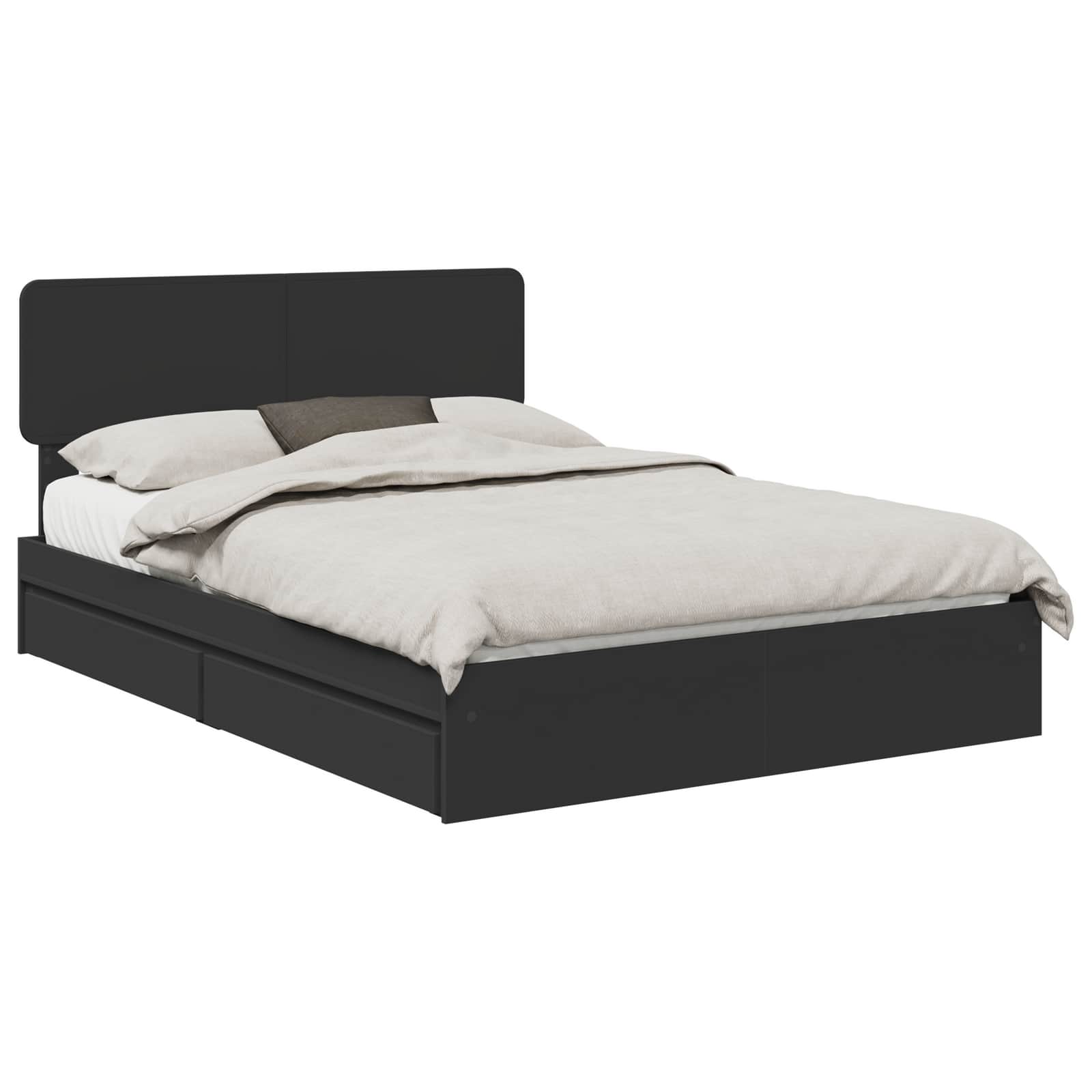 Letto con Contenitore Nero 150 x 200 cm Legno multistrato 3412263