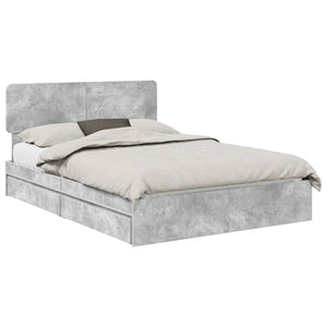 Letto con Contenitore con testiera-Struttura Letto con contenitore Grigio cemento 150 x 200 cm 902938