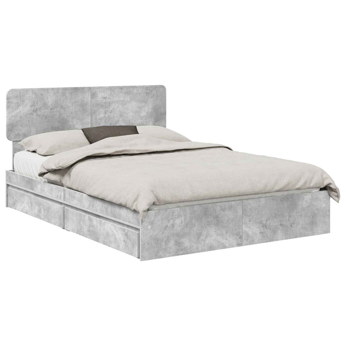 Letto con Contenitore con testiera-Struttura Letto con contenitore Grigio cemento 150 x 200 cm 902938
