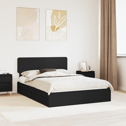 Letto con Contenitore Nero 140 x 190 cm Legno multistrato 3412277