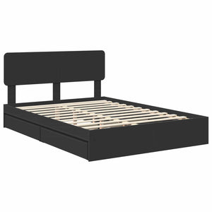 Letto con Contenitore Nero 140 x 190 cm Legno multistrato 3412277