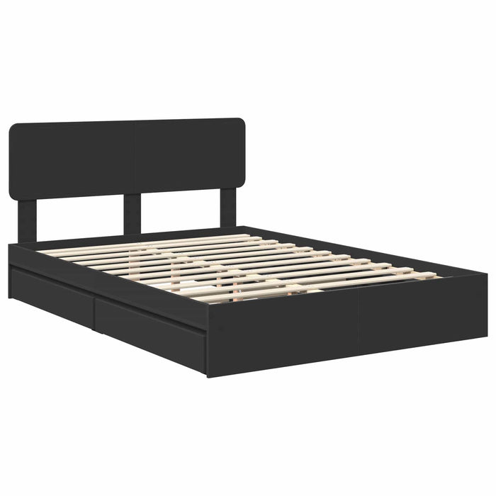 Letto con Contenitore Nero 140 x 190 cm Legno multistrato 3412277