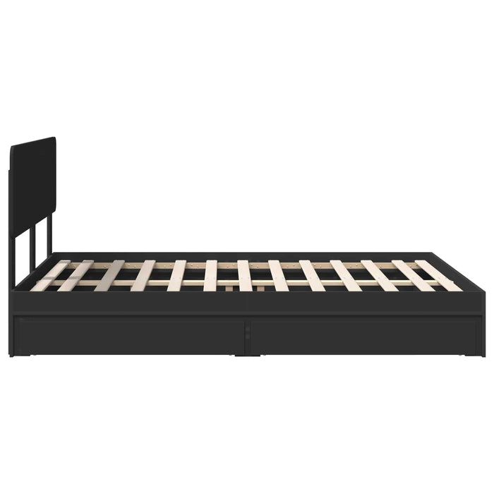 Letto con Contenitore Nero 140 x 190 cm Legno multistrato 3412277