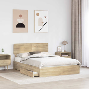 Letto con Contenitore con testiera-Struttura Letto con contenitore Rovere Sonoma 140 x 190 cm 185892