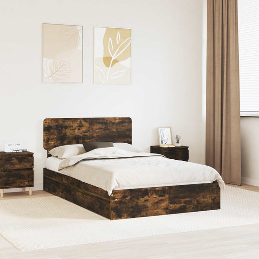 Letto con Contenitore con testiera-Struttura Letto con contenitore Rovere fum¨¦ 120 x 190 cm 968803
