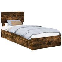 Letto con Contenitore con testiera-Struttura Letto con contenitore Rovere fum¨¦ 100 x 200 cm 796405