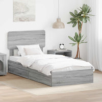 Letto con Contenitore con testiera-Struttura Letto con contenitore Grigio Sonoma 90 x 200 cm 330050