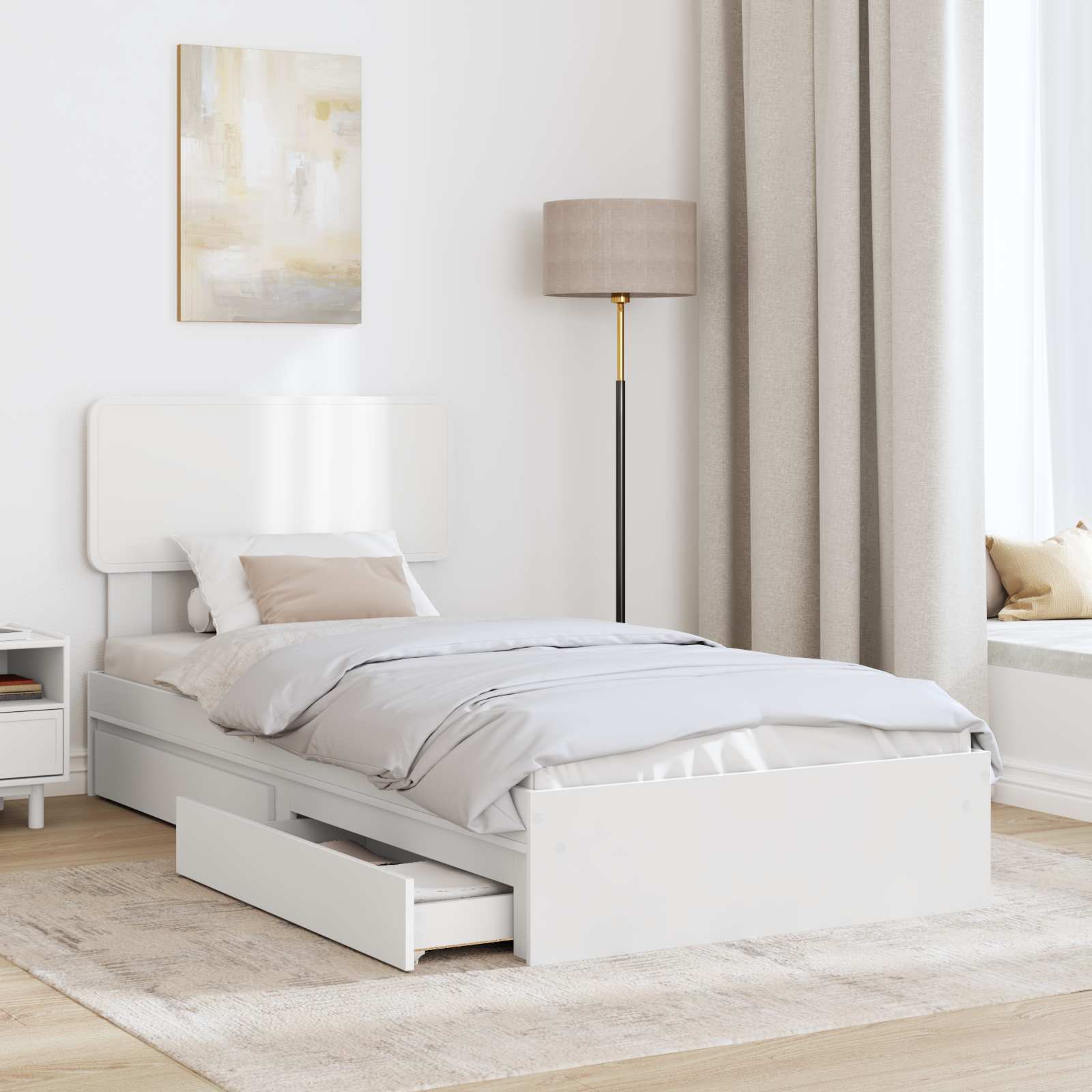 Letto con Contenitore Bianco 90 x 190 cm Legno multistrato 3412318