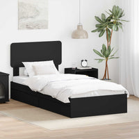 Letto con Contenitore Nero 90 x 190 cm Legno multistrato 3412319