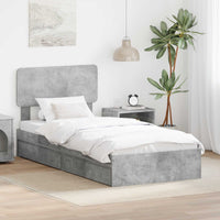 Letto con Contenitore con testiera-Struttura Letto con contenitore Grigio cemento 90 x 190 cm 654734