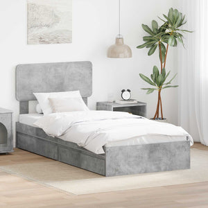Letto con Contenitore con testiera-Struttura Letto con contenitore Grigio cemento 90 x 190 cm 654734
