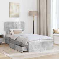 Letto con Contenitore con testiera-Struttura Letto con contenitore Grigio cemento 90 x 190 cm 654734
