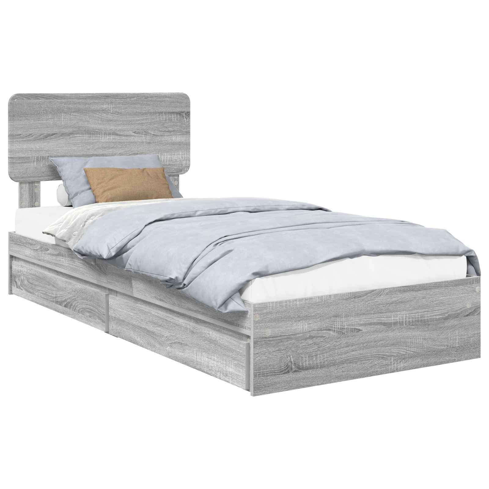 Letto con Contenitore con testiera-Struttura Letto con contenitore Grigio Sonoma 90 x 190 cm 181967