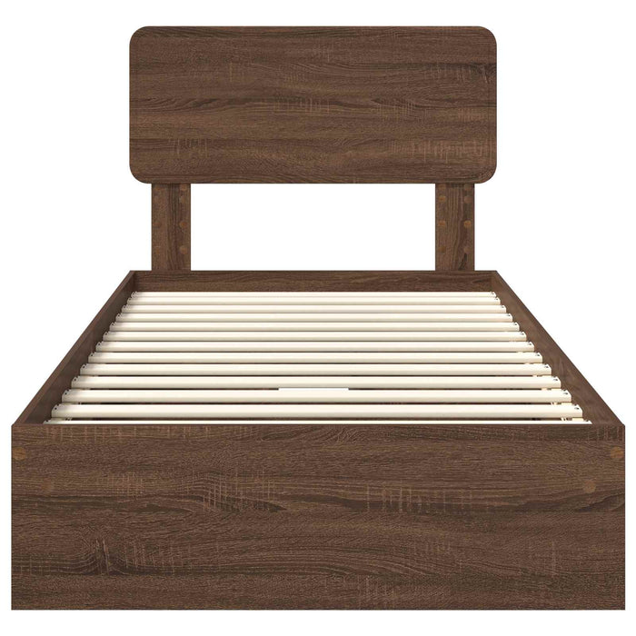 Letto con Contenitore con testiera-Struttura Letto con contenitore Rovere Marrone 90 x 190 cm 221639