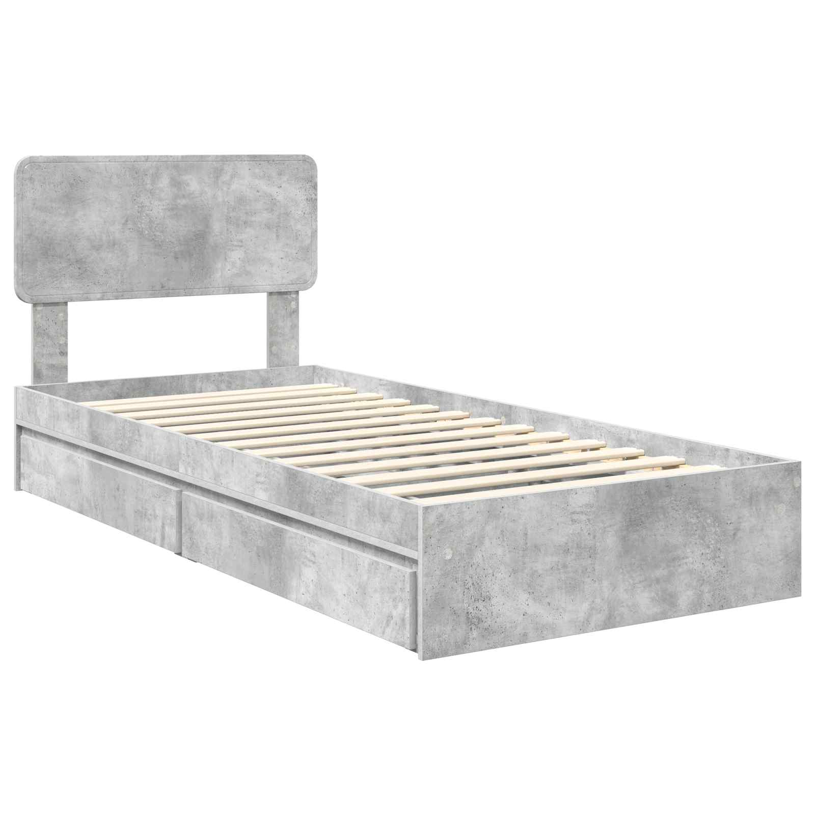 Letto con Contenitore con testiera Grigio cemento 75 x 190 cm 3412328
