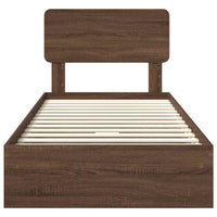 Letto con Contenitore con testiera-Struttura Letto con contenitore Rovere Marrone 75 x 190 cm 751907