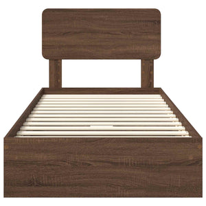 Letto con Contenitore con testiera-Struttura Letto con contenitore Rovere Marrone 75 x 190 cm 751907