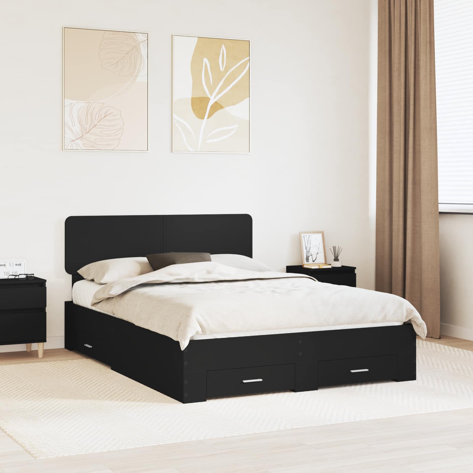 Struttura del letto Nero 140 x 200 cm Legno multistrato 3412365