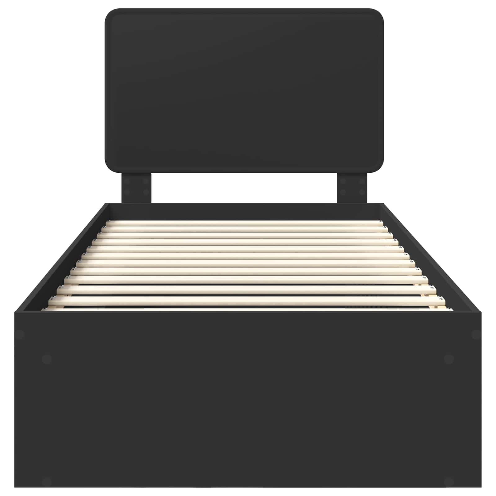 Struttura del letto con testiera-Giroletto con Testiera Nero 75 x 190 cm Pino massello 735109