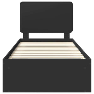 Struttura del letto con testiera-Giroletto con Testiera Nero 75 x 190 cm Pino massello 735109