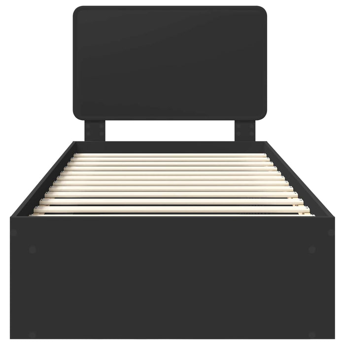 Struttura del letto con testiera-Giroletto con Testiera Nero 75 x 190 cm Pino massello 735109