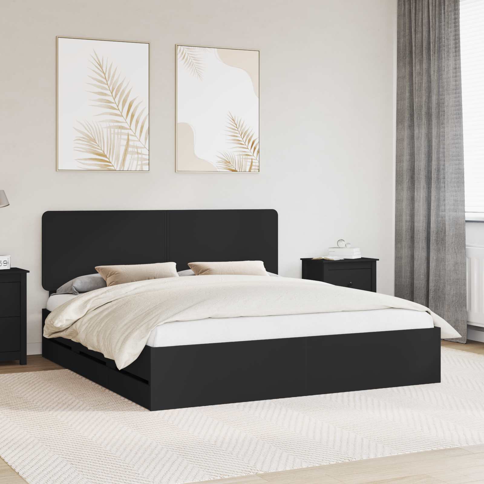 Struttura del letto Nero 200 x 200 cm Legno Ingegnerizzato 3412561