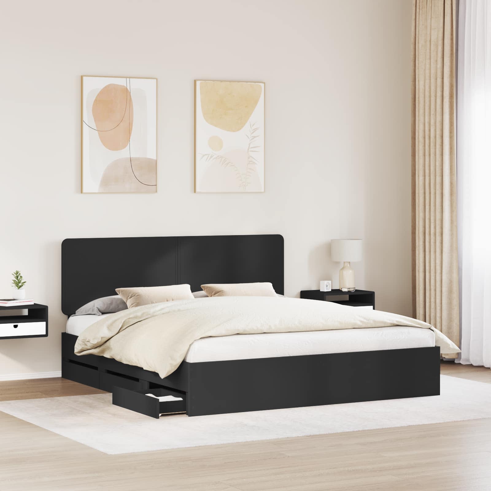 Struttura del letto Nero 200 x 200 cm Legno Ingegnerizzato 3412561