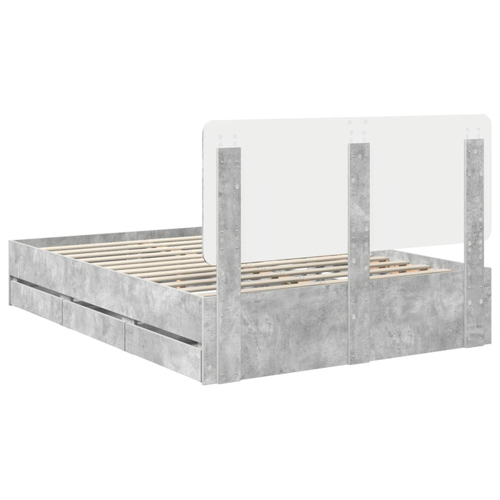 Struttura del letto con cassetto Grigio cemento 140 x 190 cm 3412591