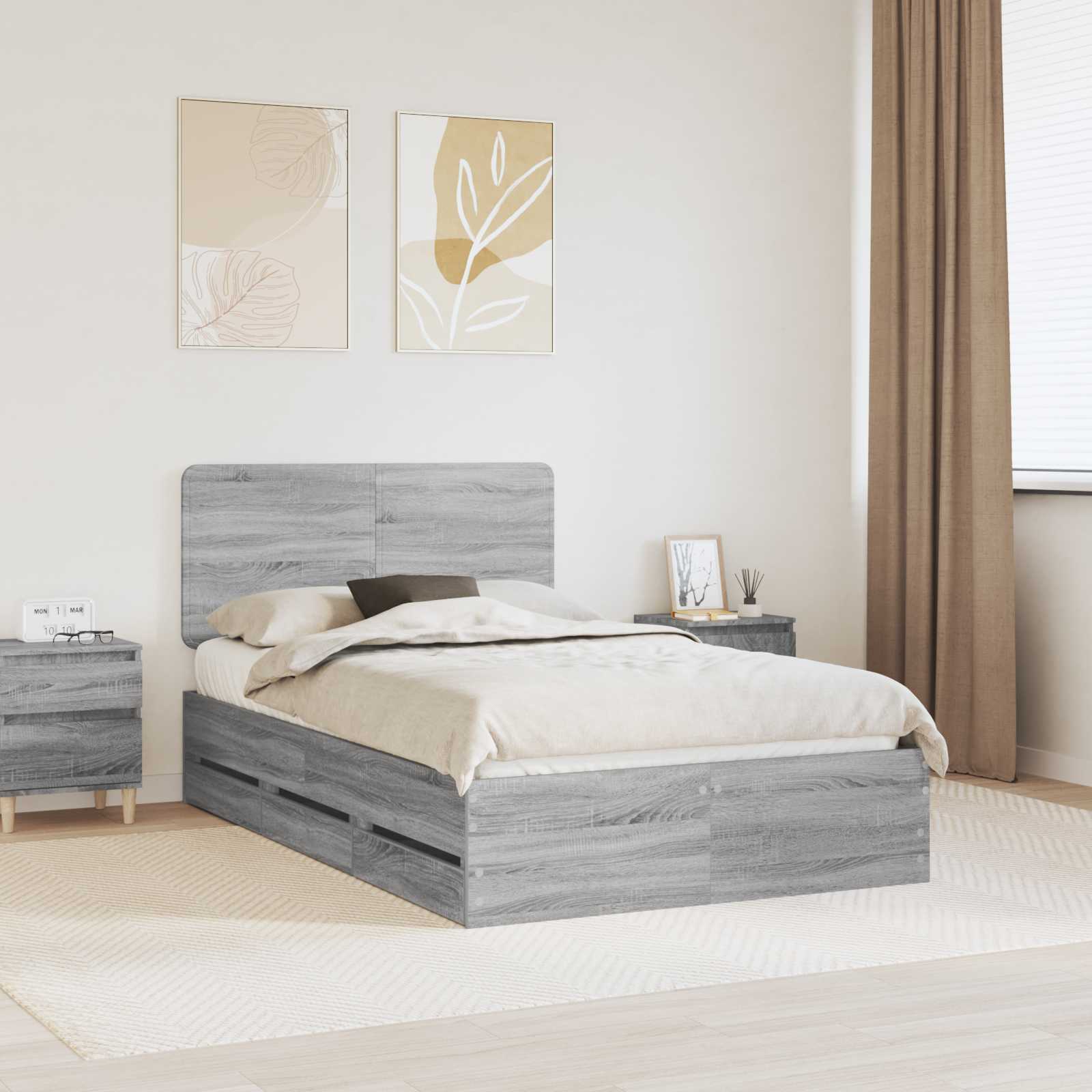 Struttura del letto con cassetto Grigio Sonoma 120 x 190 cm 3412614
