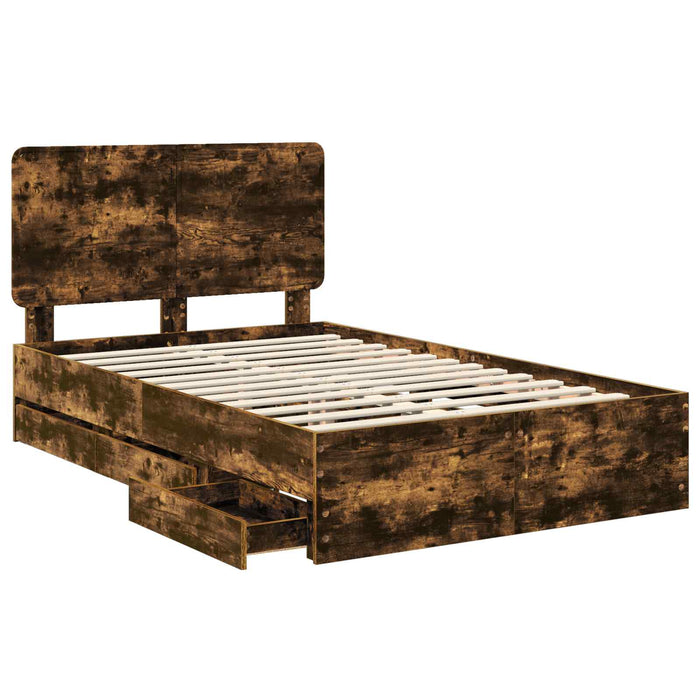 Struttura del letto con cassetto Rovere fumé 120 x 200 cm 3412620