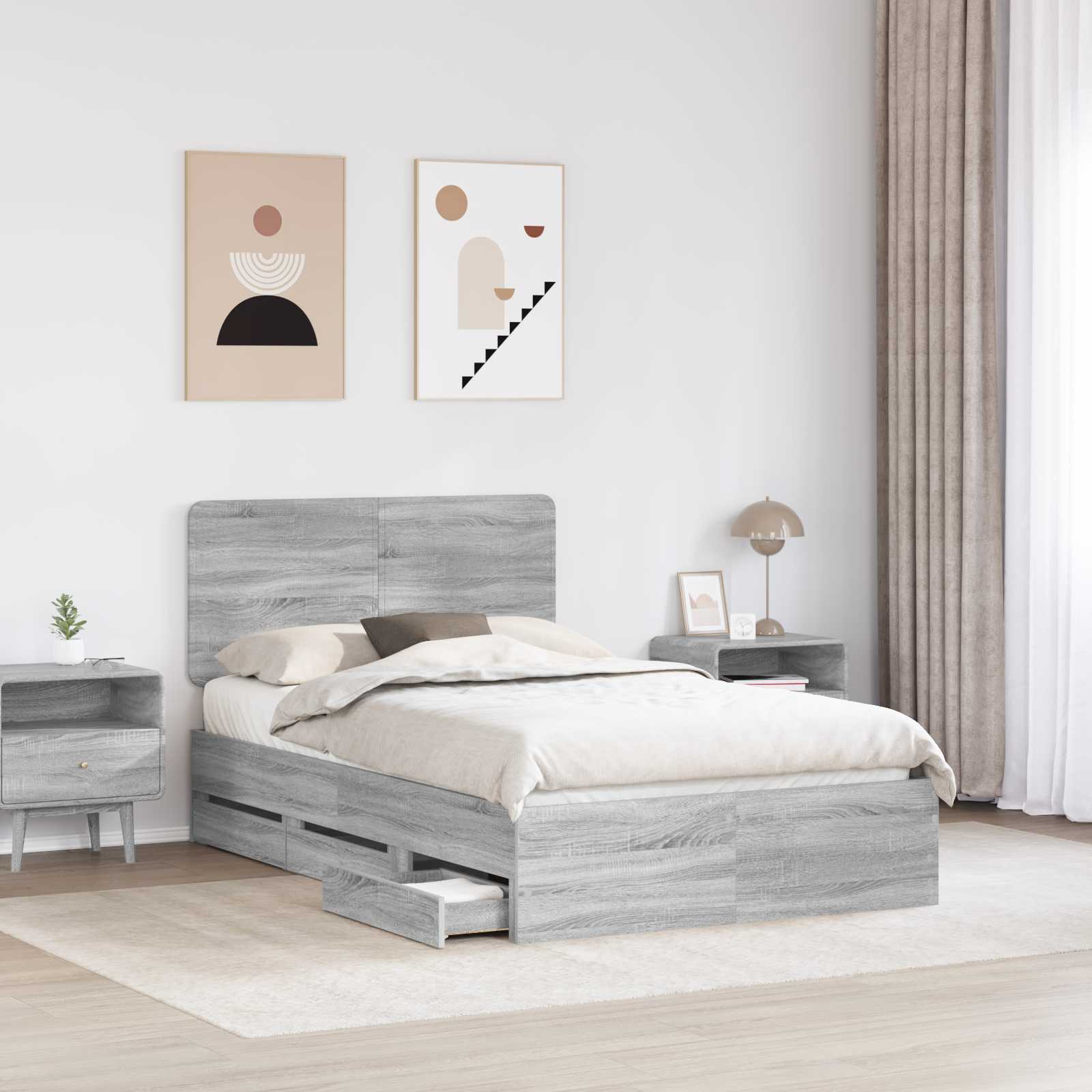 Struttura del letto con cassetto Grigio Sonoma 120 x 200 cm 3412621