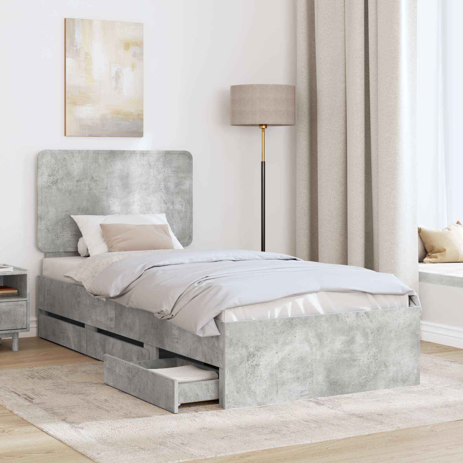 Struttura del letto con cassetto Grigio cemento 90 x 200 cm 3412640