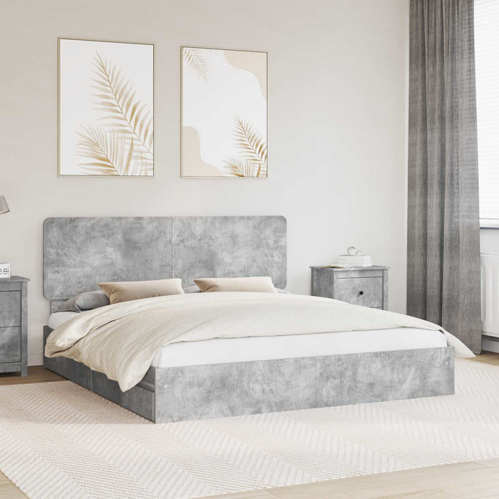Letto con Contenitore con testiera-Struttura Letto con contenitore Grigio cemento 180 x 200 cm 387620