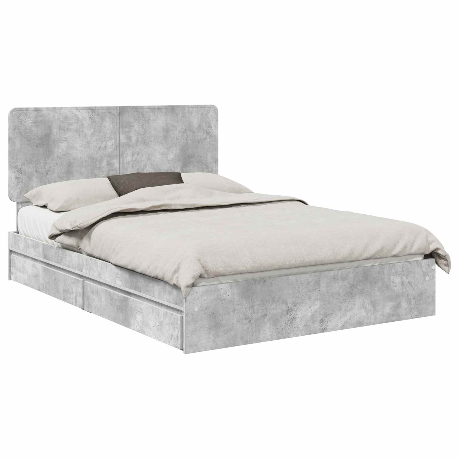 Letto con Contenitore con testiera-Struttura Letto con contenitore Grigio cemento 150 x 200 cm 984491