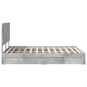 Letto con Contenitore con testiera-Struttura Letto con contenitore Grigio cemento 150 x 200 cm 984491