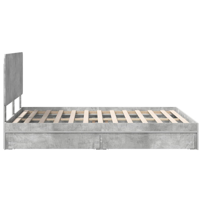 Letto con Contenitore con testiera-Struttura Letto con contenitore Grigio cemento 150 x 200 cm 984491