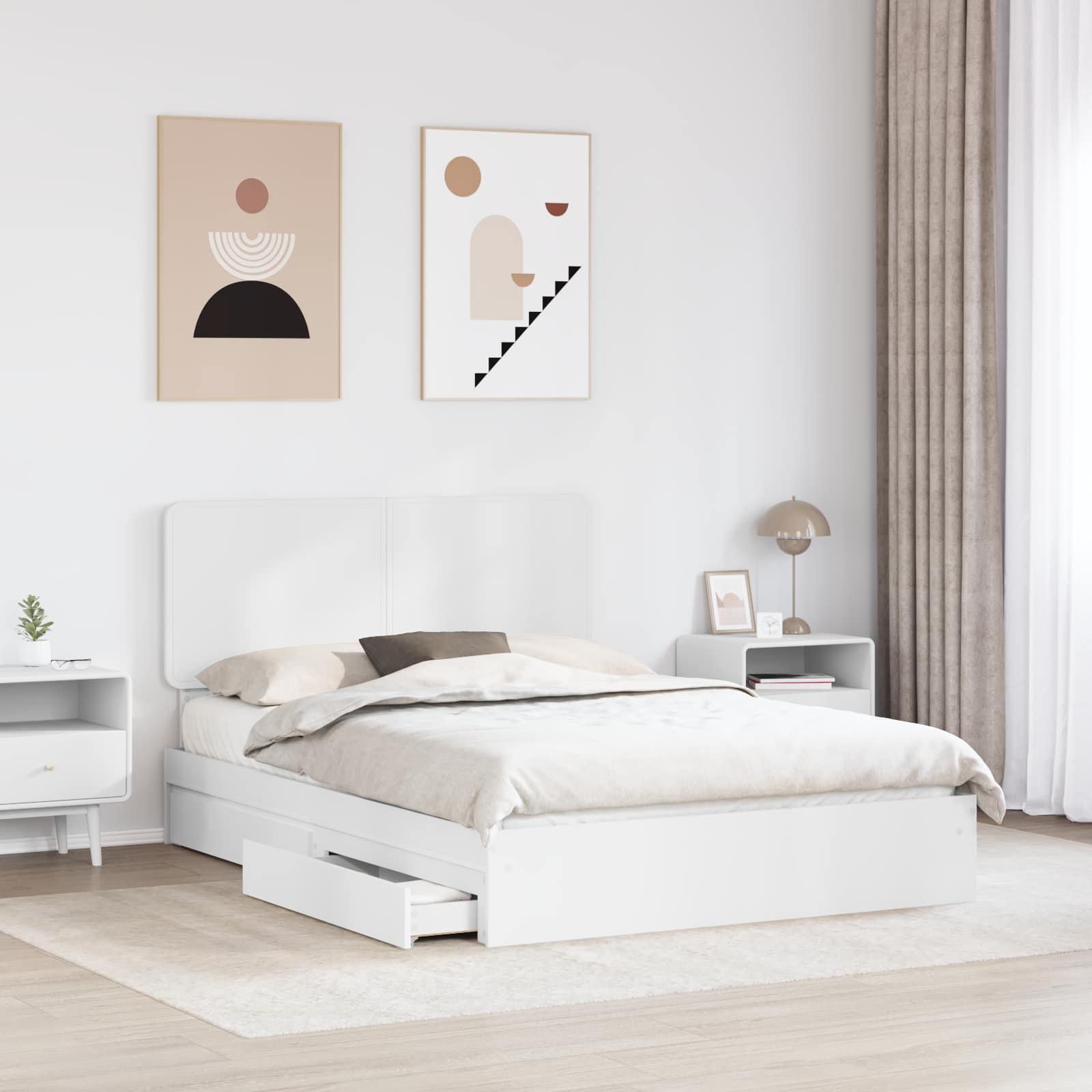 Letto con Contenitore Bianco 140 x 200 cm Legno multistrato 3412679