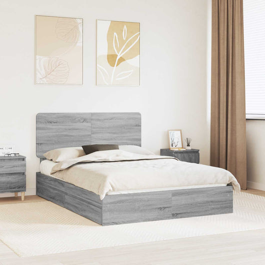 Letto con Contenitore con testiera-Struttura Letto con contenitore Grigio Sonoma 140 x 200 cm 999656