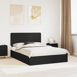 Letto con Contenitore Nero 140 x 190 cm Legno multistrato 3412687
