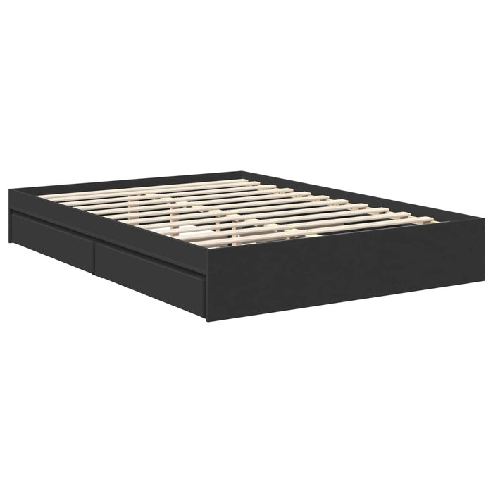 Letto con Contenitore Nero 140 x 190 cm Legno multistrato 3412687