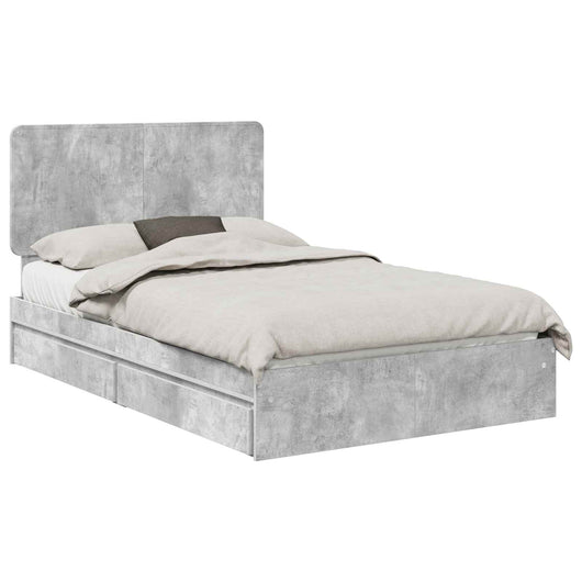 Letto con Contenitore con testiera-Struttura Letto con contenitore Grigio cemento 135 x 190 cm 719717