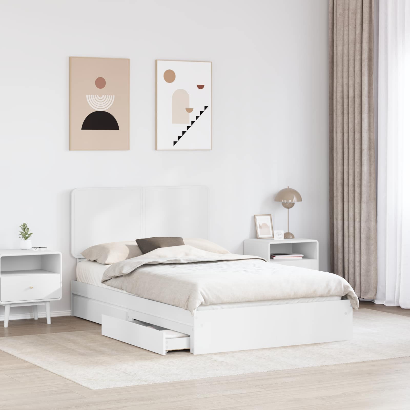 Letto con Contenitore Bianco 120 x 200 cm Legno multistrato 3412700